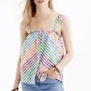 J. Crew Rainbow Smocked Sleeveless Tank Top Size 12 Large